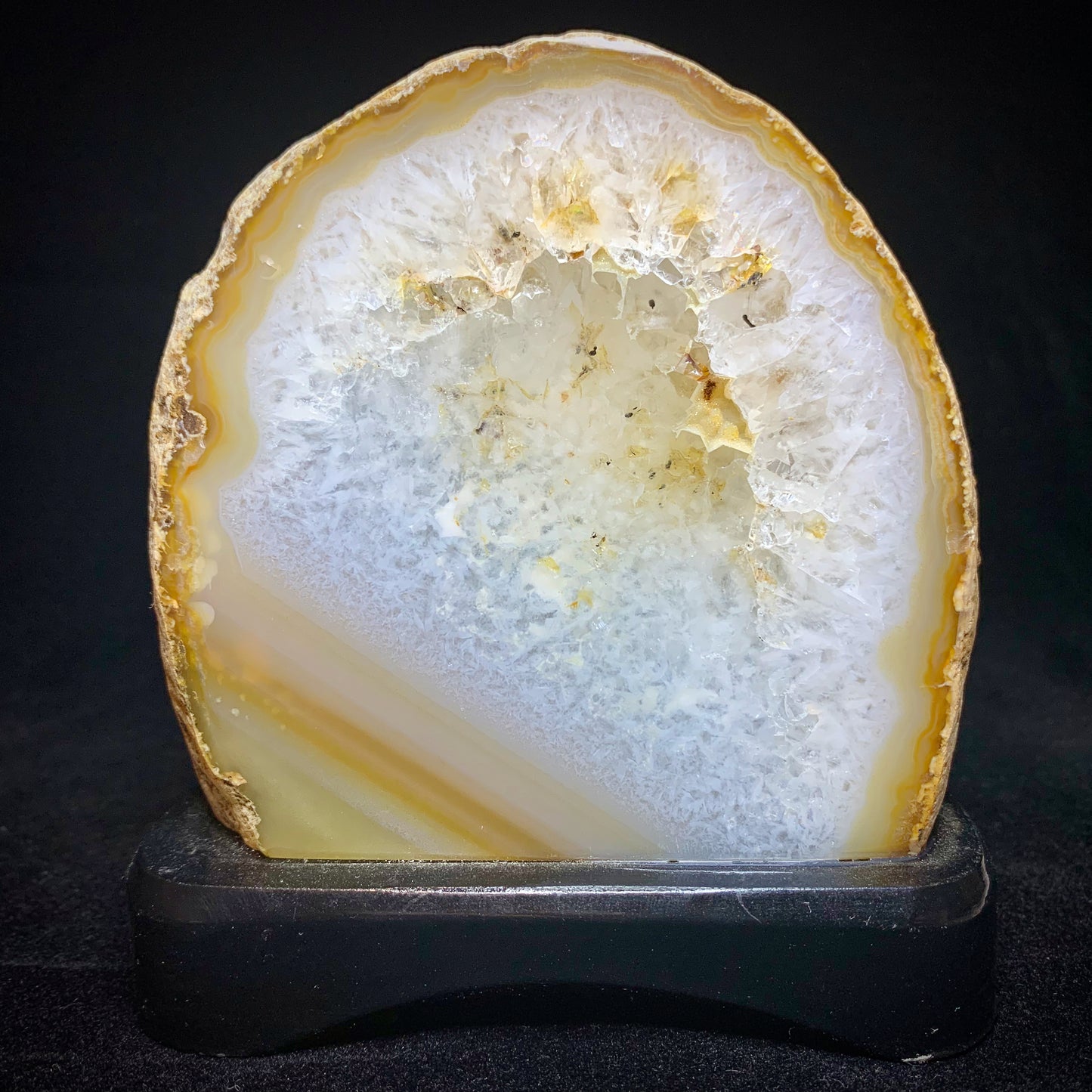 4.6" Cut & Polished Brazilian Agate on Wooden Stand