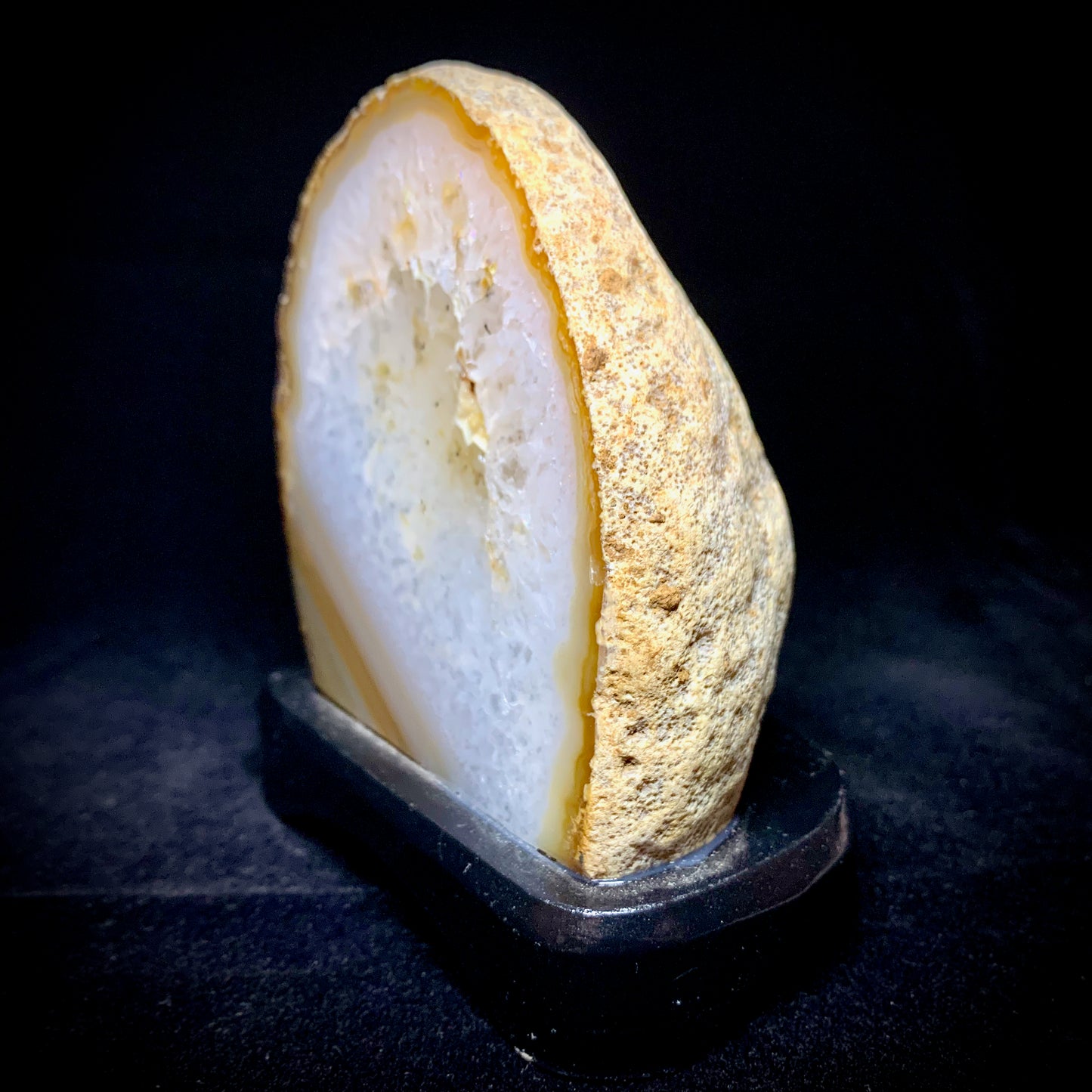 4.6" Cut & Polished Brazilian Agate on Wooden Stand