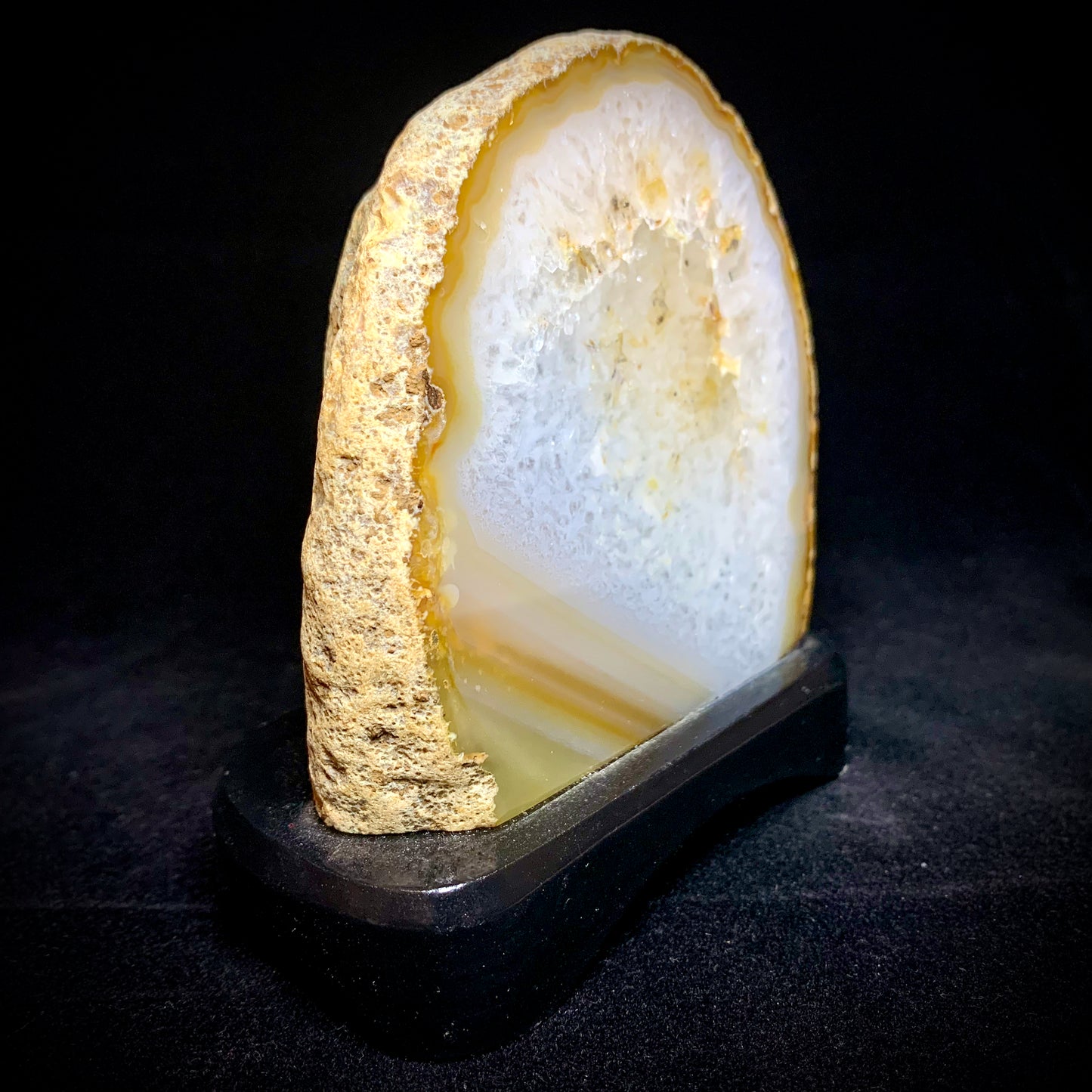 4.6" Cut & Polished Brazilian Agate on Wooden Stand