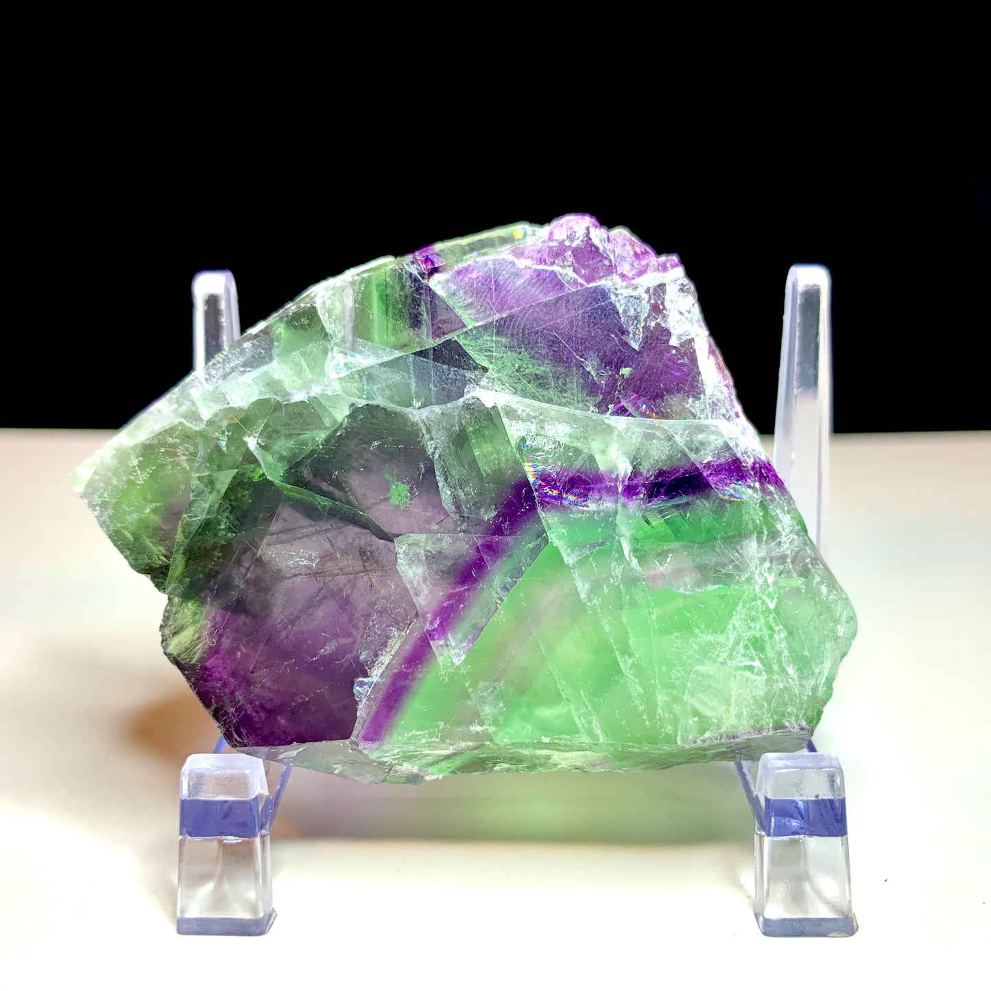 2.9" Cut and Polished Rainbow Fluorite with Stand