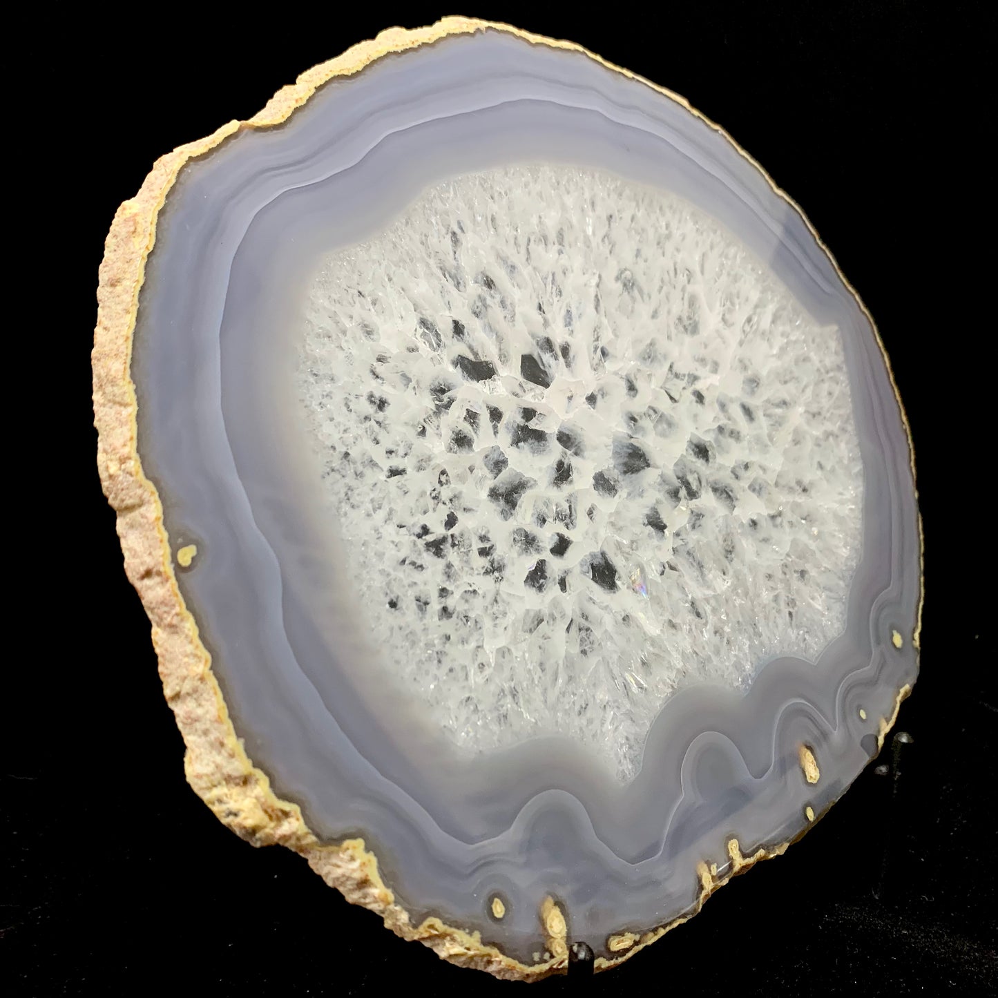 9.1" Cut & Polished Brazilian Agate Slice with Metal Stand