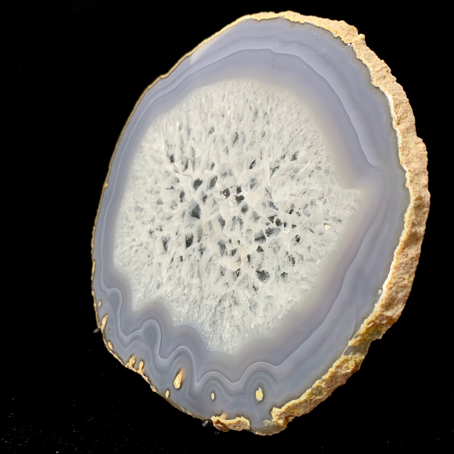 9.1" Cut & Polished Brazilian Agate Slice with Metal Stand