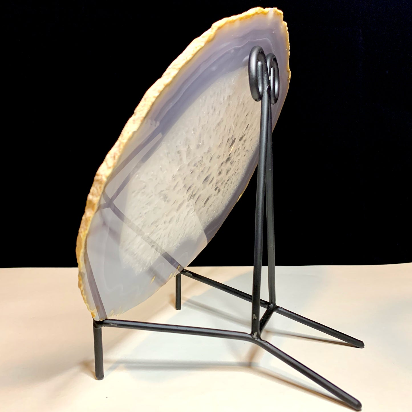 9.1" Cut & Polished Brazilian Agate Slice with Metal Stand