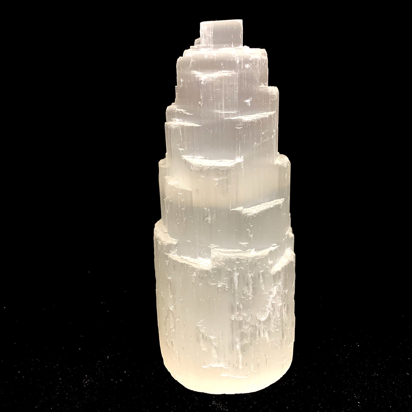 8.4" Natural Selenite Lamp with Switch Cord and Bulb