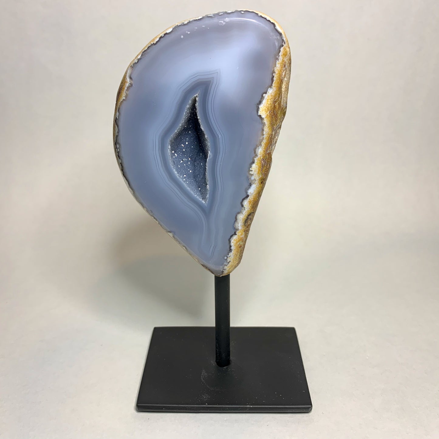 5.8" Agate Geode from Madagascar on Metal Stand