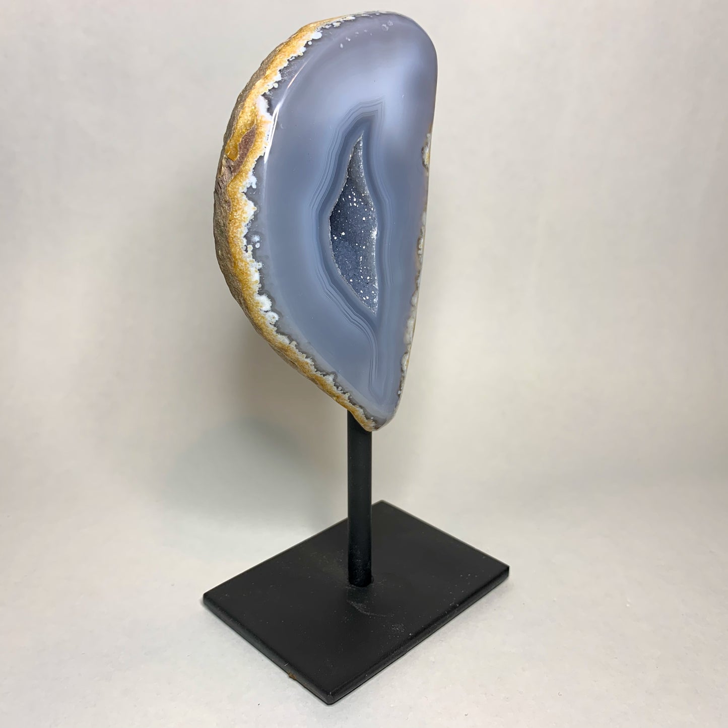 5.8" Agate Geode from Madagascar on Metal Stand