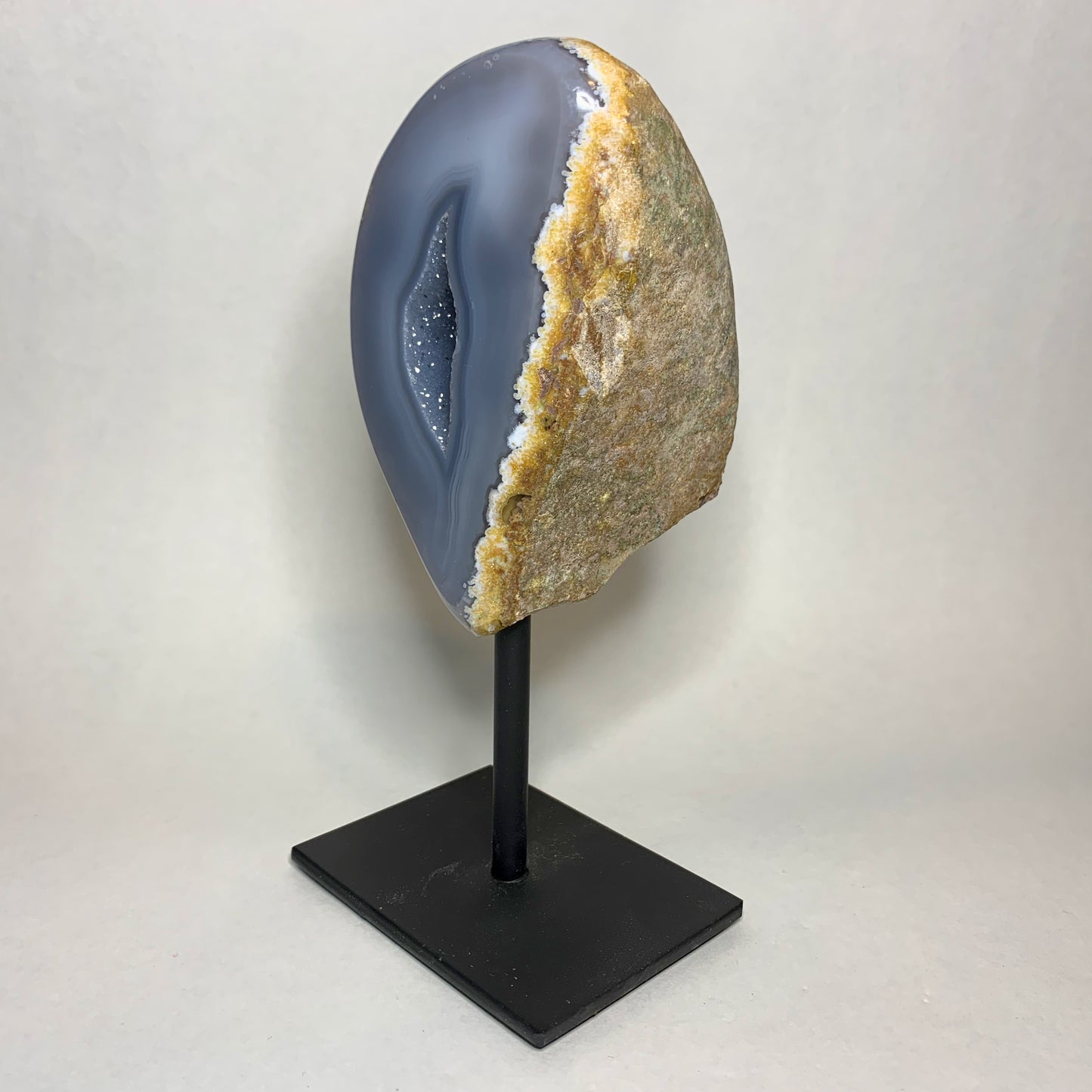 5.8" Agate Geode from Madagascar on Metal Stand