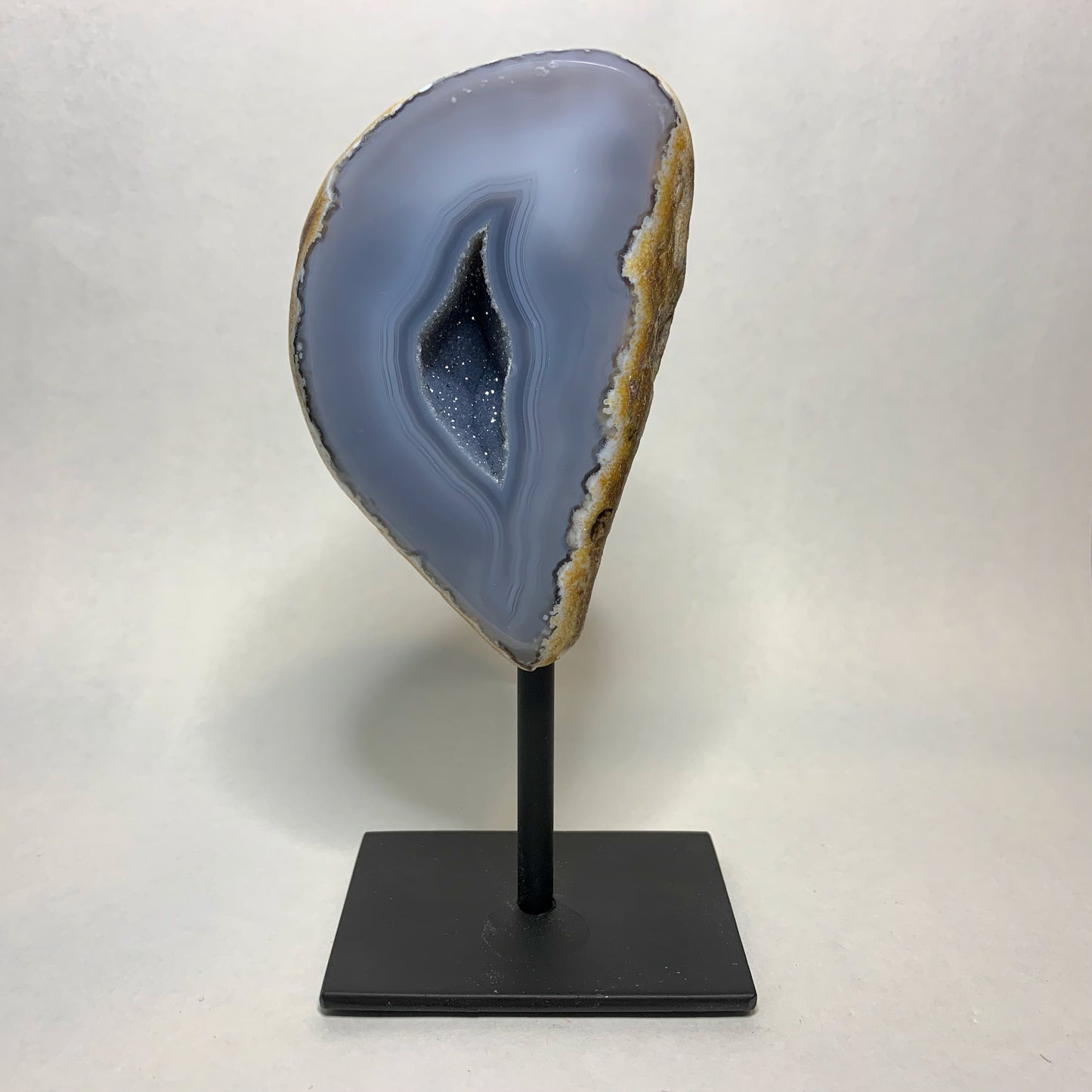 5.8" Agate Geode from Madagascar on Metal Stand