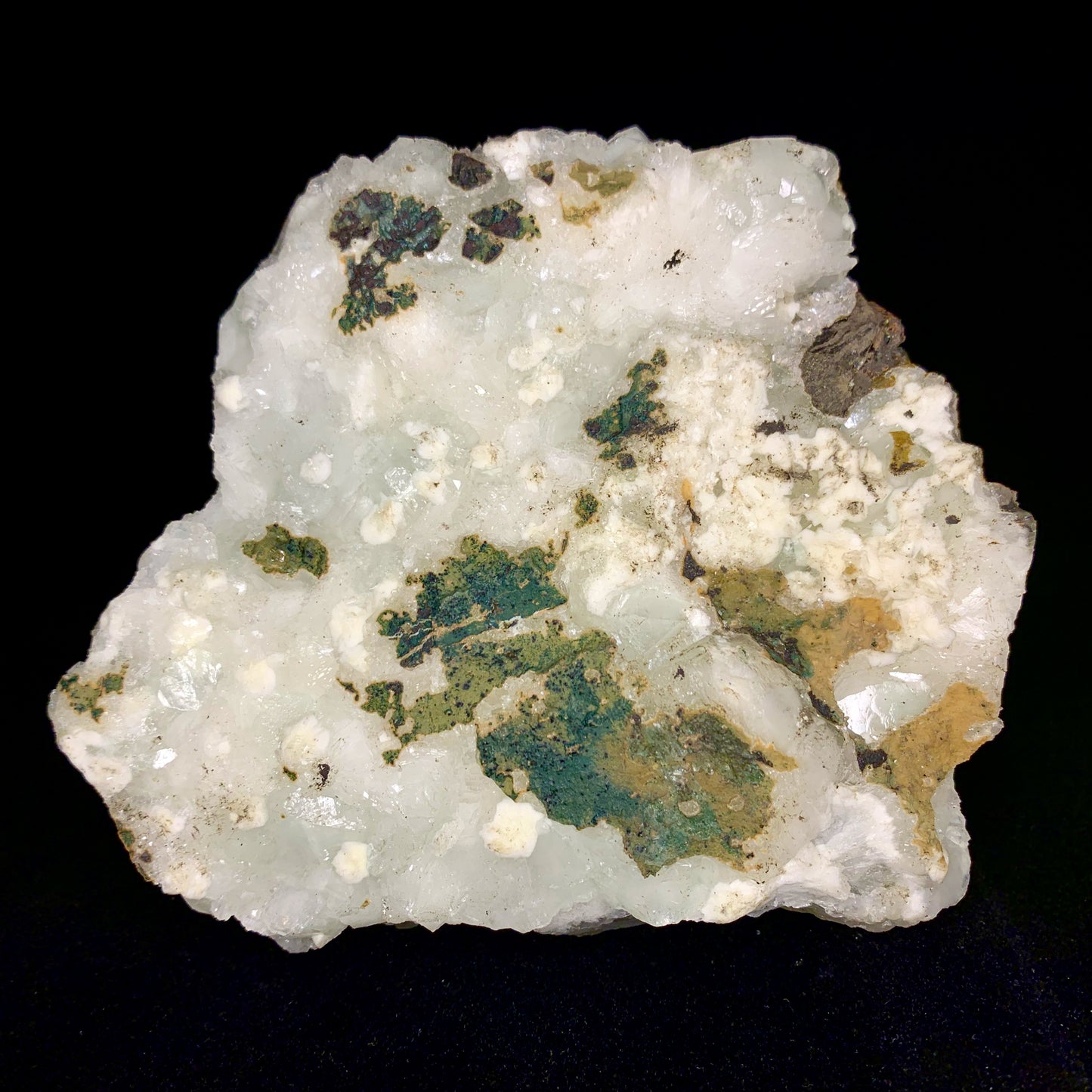 5" Green and Clear Apophyllite Crystal Cluster with Stilbite