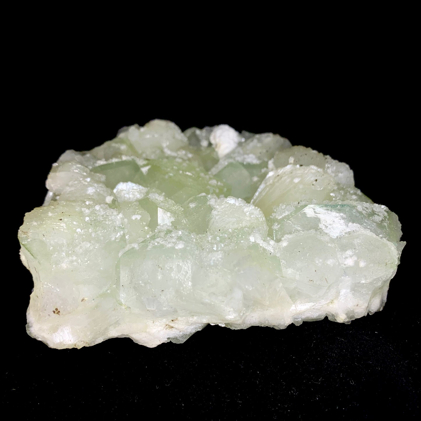 5" Green and Clear Apophyllite Crystal Cluster with Stilbite