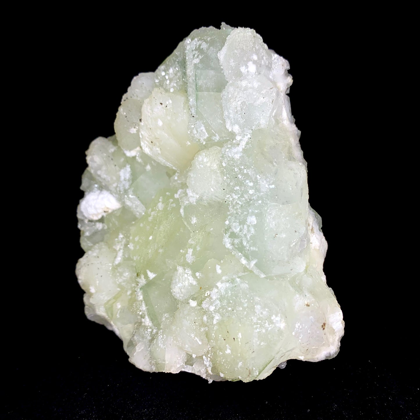 5" Green and Clear Apophyllite Crystal Cluster with Stilbite