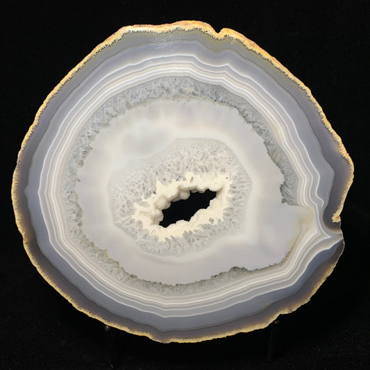 8.3" Cut & Polished Brazilian Agate Slice with Metal Stand
