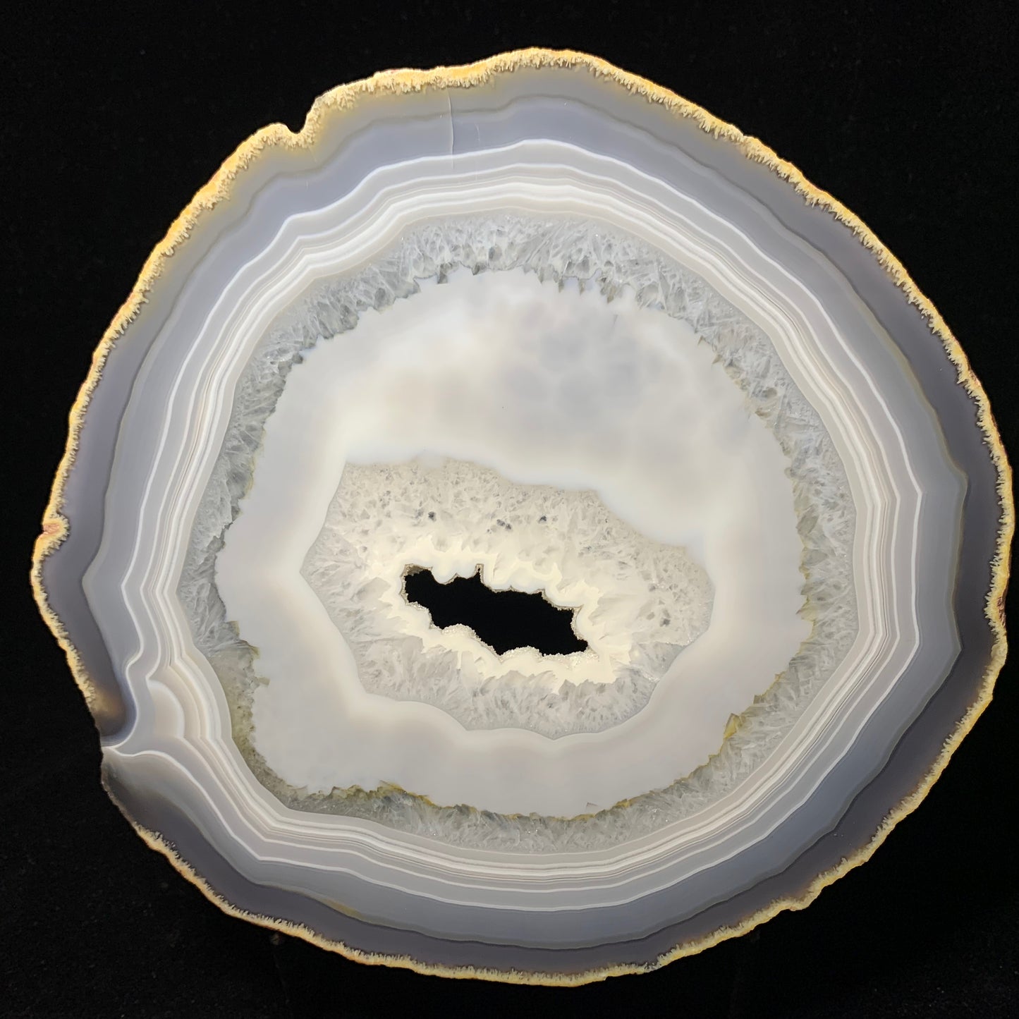 8.3" Cut & Polished Brazilian Agate Slice with Metal Stand