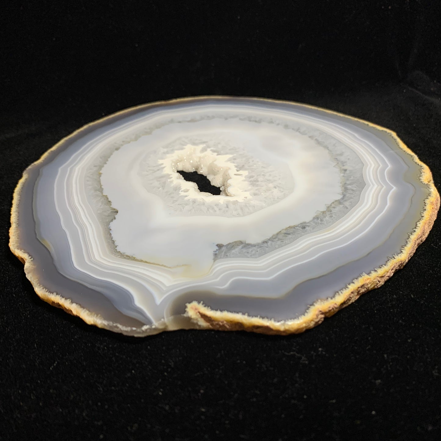 8.3" Cut & Polished Brazilian Agate Slice with Metal Stand