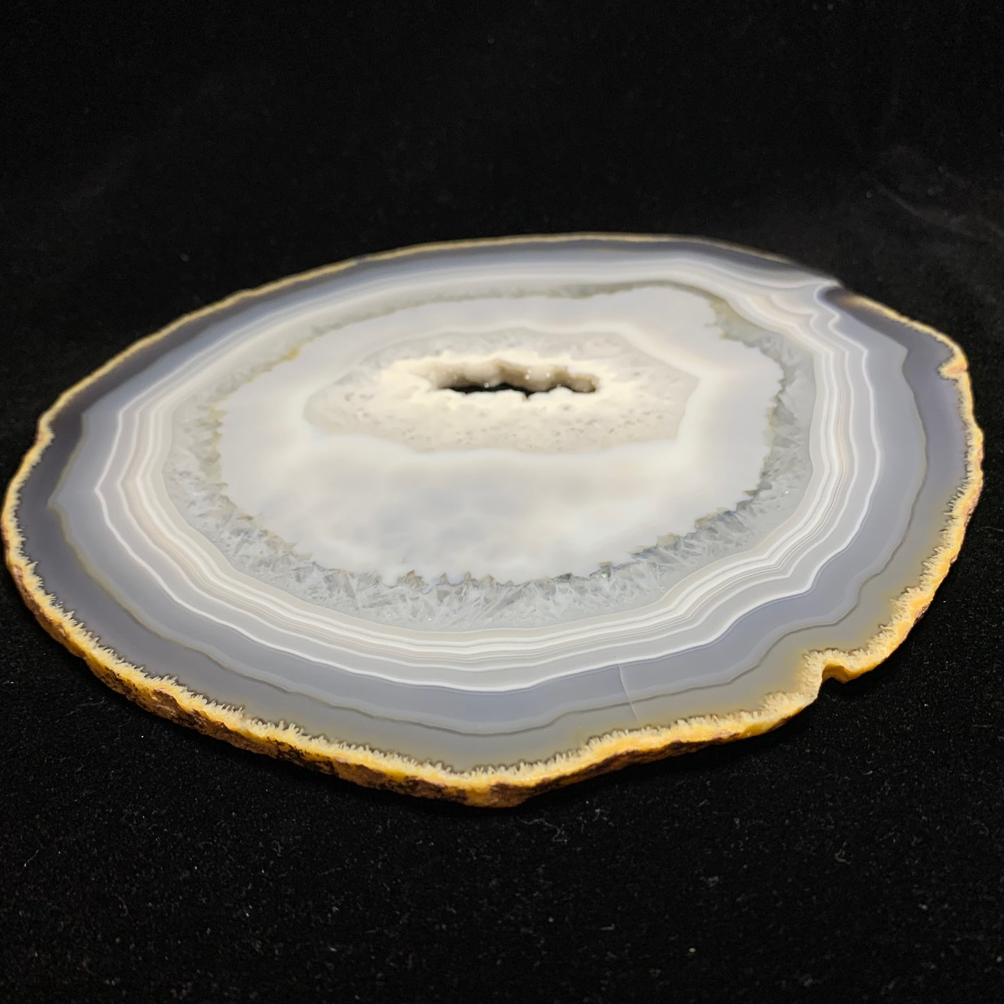 8.3" Cut & Polished Brazilian Agate Slice with Metal Stand