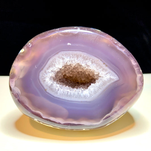 3.3" Polished Purple Brazilian Agate Geode Half
