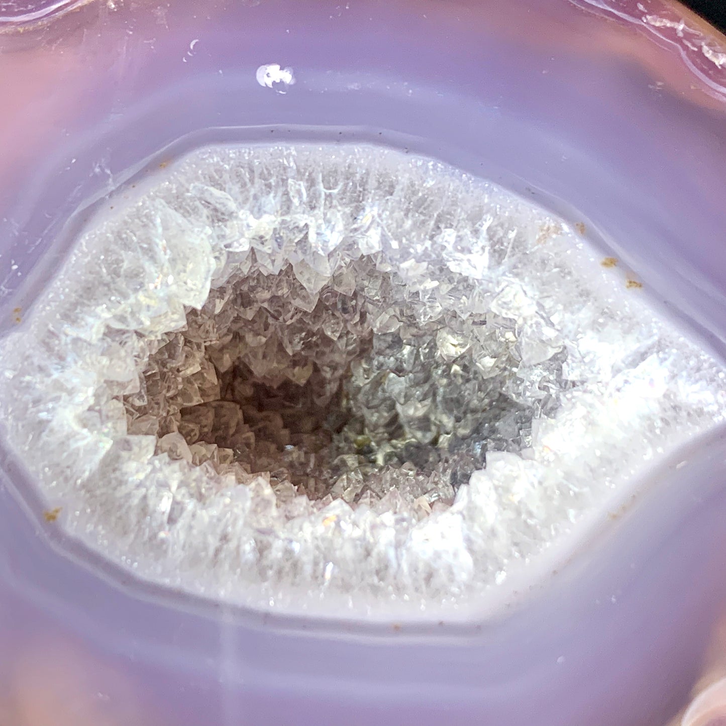 3.3" Polished Purple Brazilian Agate Geode Half