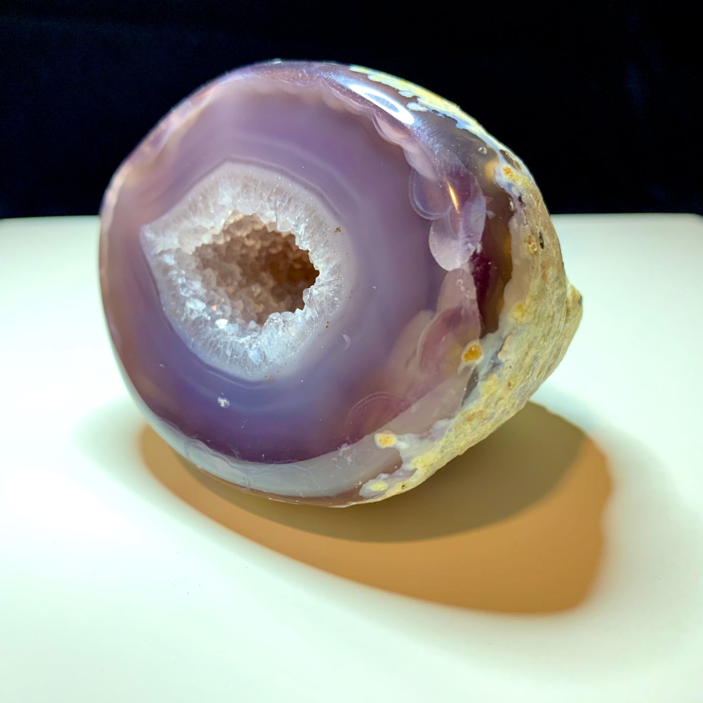 3.3" Polished Purple Brazilian Agate Geode Half