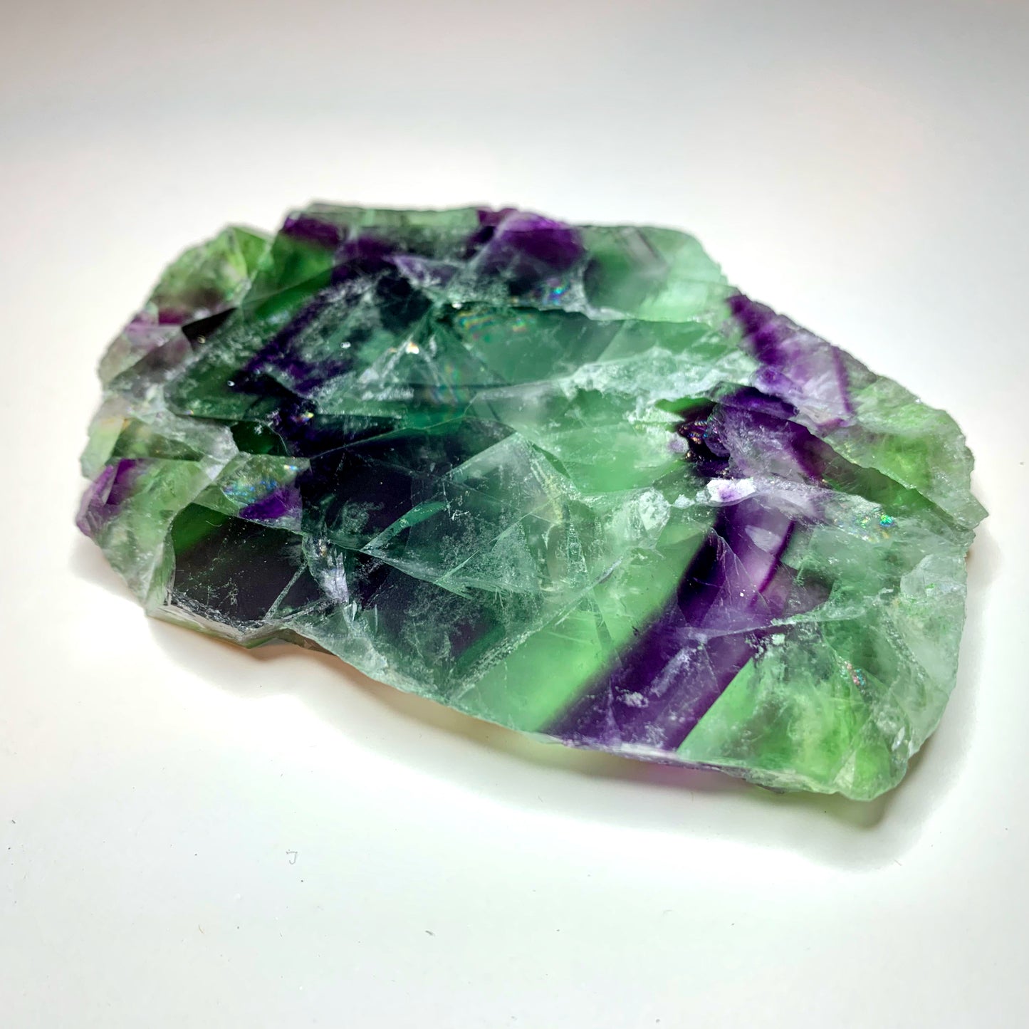 4.4" Cut and Polished Rainbow Fluorite with Stand