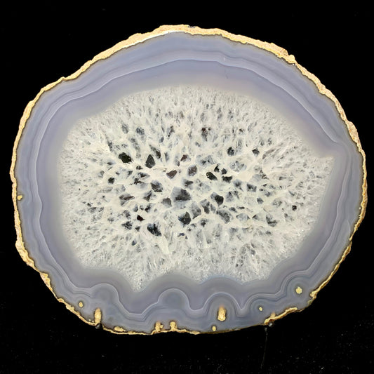 9.1" Cut & Polished Brazilian Agate Slice with Metal Stand