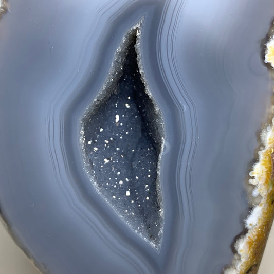 5.8" Agate Geode from Madagascar on Metal Stand